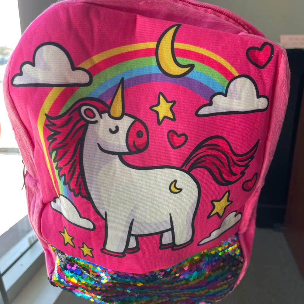 Unicorn sequins pink backpack